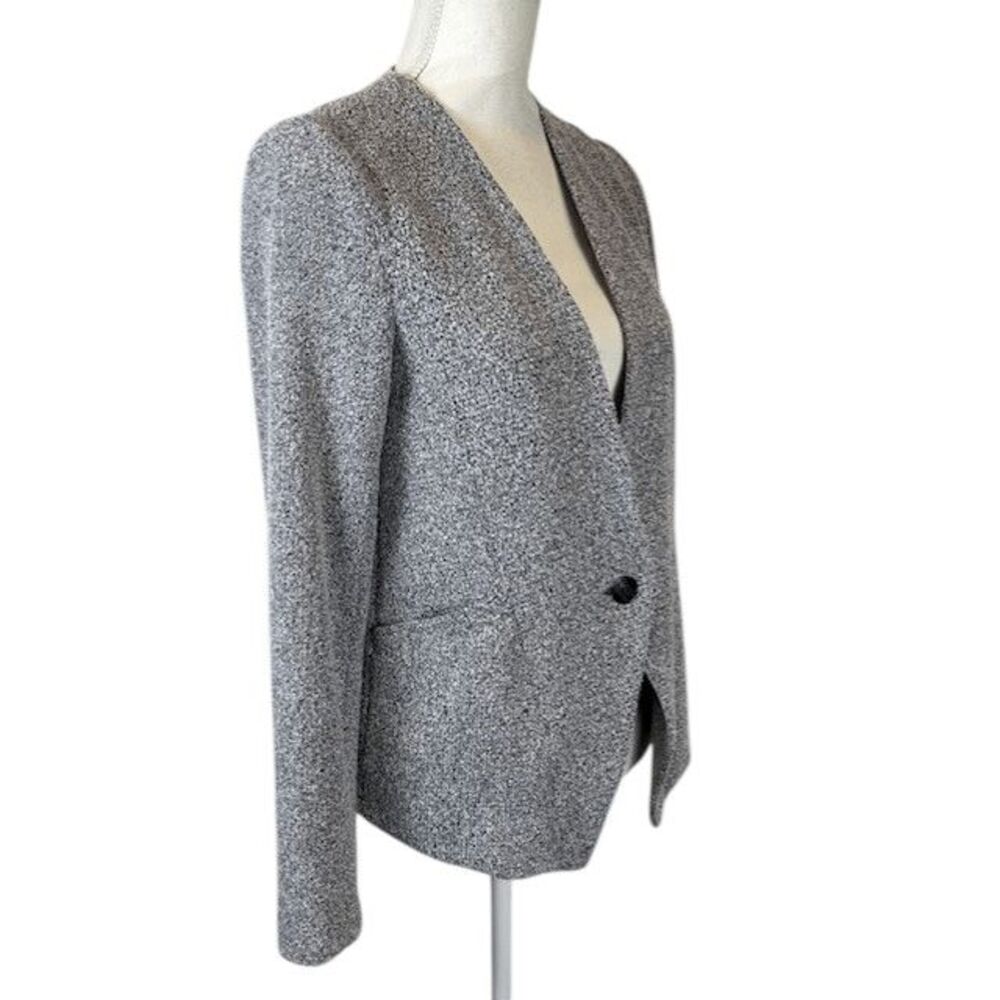 OF / MERCER Lenox Blazer Black White Tweed Texture One Button Stretch Size Small